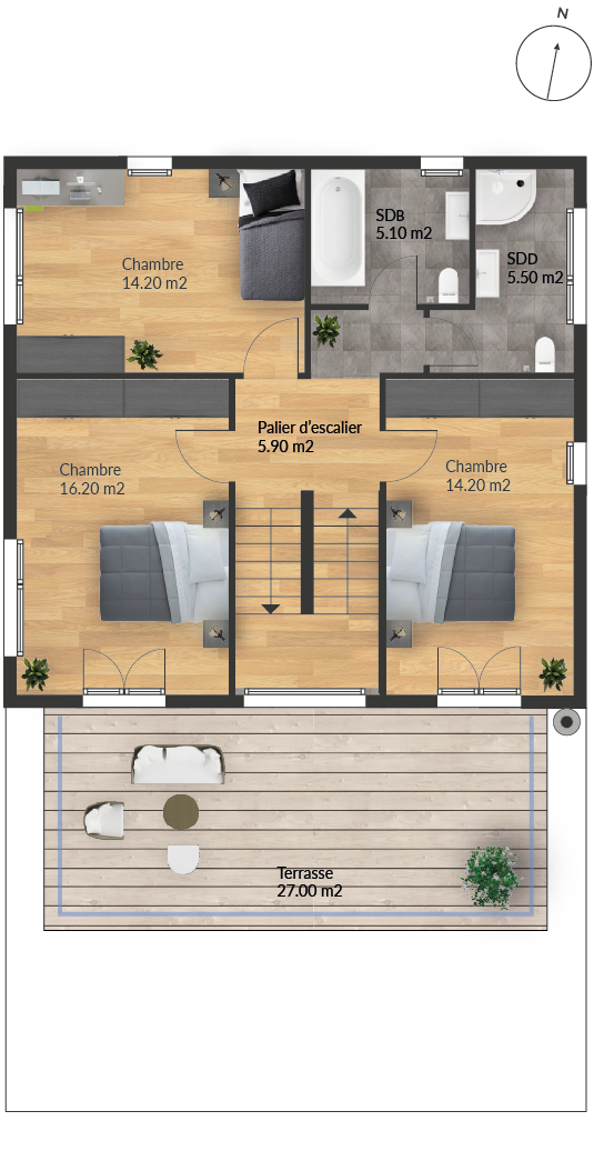 Aquavirat Villas - Etage 1 « Variante C» plan